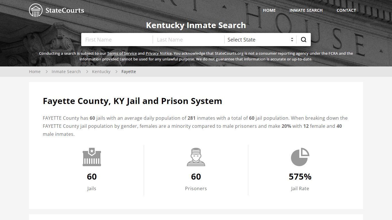 Fayette County, KY Inmate Search - StateCourts